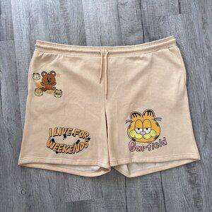 Nickelodeon Garfield Shorts NWT Men's 5XL Orange Cream Sweat Shorts Athleisure